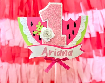 Personalized Watermelon Cake Topper: First Birthday Party Decoration, One in a Melon birthday Party Decorations