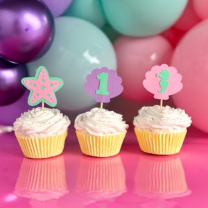Personalized mermaid cake topper, mermaid birthday cake decor, under the sea party, custom age and name image 8
