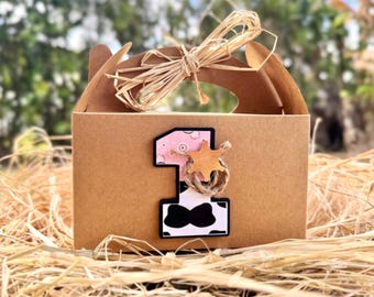 Personalized Cowgirl Birthday Favor Boxes: First Rodeo Party Supplies
