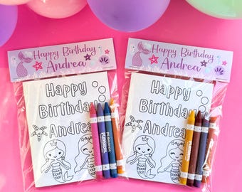 Personalized Mermaid Party Favor Coloring Books for Birthday Party: Custom Name, Crayons Included