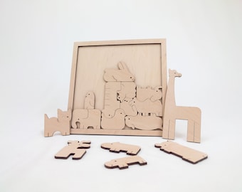 Wooden animal puzzle for kids, Montessori puzzle, Kids puzzle, Family Rooms, Gift for Him, Gift for Her, Office Toy