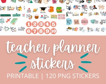120 Cute Planner Stickers for Teachers | Compatible with GoodNotes | Individual PNG Files | No Backgrounds