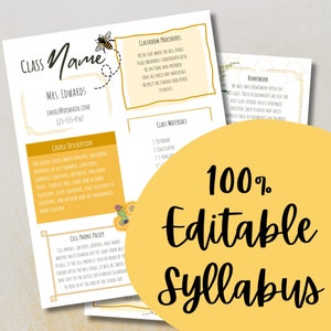 Editable Classroom Syllabus | Middle School | High School | Classroom Printables