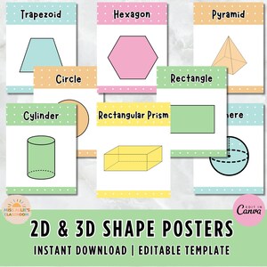2D and 3D Shape Posters | Classroom Decor | Classroom Printables | Editable | Elementary School