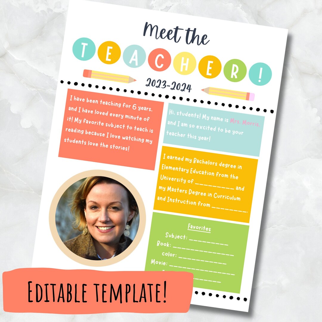 Meet the Teacher Editable Template - Etsy