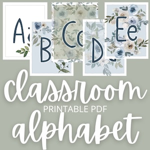 Classroom Alphabet Posters | Printable | Eucalyptus | Botanical Classroom | Classroom Decor | Greenery Classroom