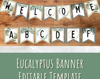 Eucalyptus Classroom Banner | Greenery Banner | Editable Banner | Classroom Decor