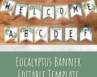 Eucalyptus Classroom Banner | Greenery Banner | Editable Banner | Classroom Decor