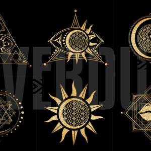 SACRED GEOMETRY VECTOR / Gold Edition / Pack of 6 / Vector Graphic / Digital Download / Digital Print / Celestial / Spiritual