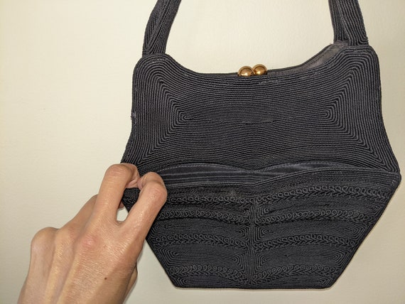 Vintage 1940s Corde Black Evening Handbag - image 3