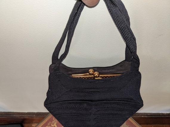 Vintage 1940s Corde Black Evening Handbag - image 6