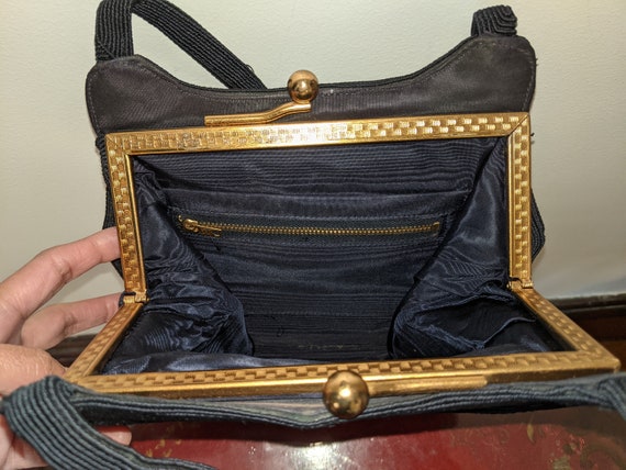 Vintage 1940s Corde Black Evening Handbag - image 5