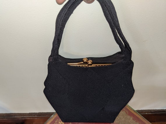 Vintage 1940s Corde Black Evening Handbag - image 7