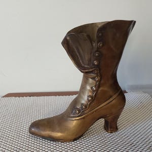Vintage Victorian Style Brass Ladies Boot Vase