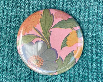 Vintage Wrapping Paper Pocket Mirror - Floral Pastel