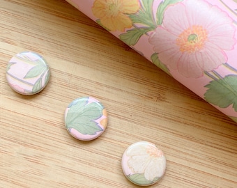 Vintage Wrapping Paper 1" Magnet - Floral Pastel