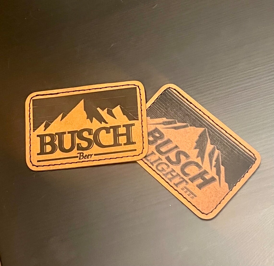 Busch Leather Patches, Busch Light Patches for Caps, Leather Hat Patch