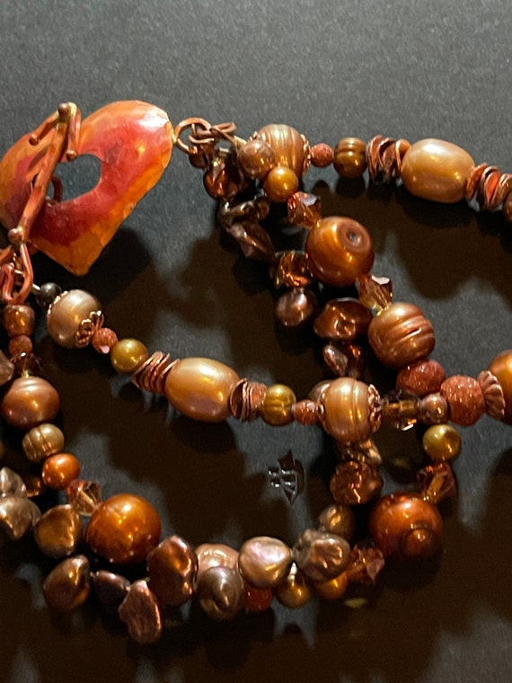 Copper Freshwater Pearl and semi-precious gemston… - image 3