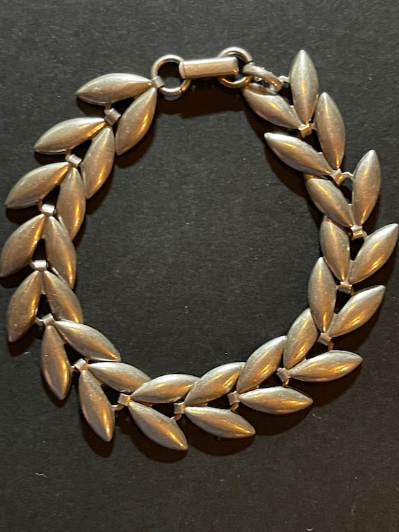 Vintage Sterling Silver Leaf Bracelet - image 1