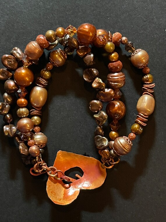 Copper Freshwater Pearl and semi-precious gemston… - image 2