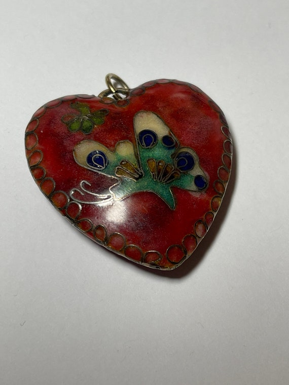 Vintage cloisonné heart pendant