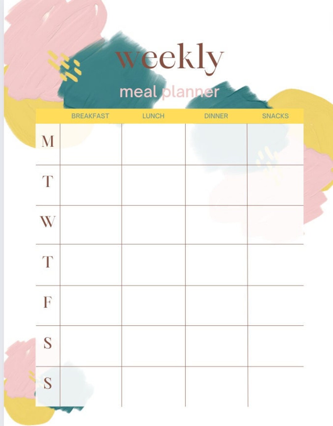 Weekly Meal Planner - Instant Digital Download - Etsy
