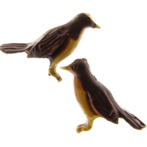 Cute Tiny Brown Bird Earrings | 0.375 inch | Pierced Small Stud Earrings | Painted Post | Vintage | Women&#39;s Jewelry