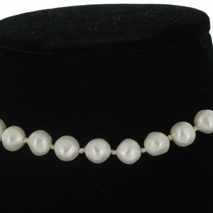 Vintage Laguna Baroque Faux Pearl Choker Necklace | 1Adjustable White Beaded Necklace 10mm | 3-16 inches | Womens Jewelry