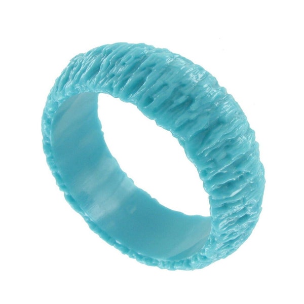 Light Blue Chunky Round Textured Bangle | 1980s Bulky Bracelet | Ladies Standard Size | Vintage