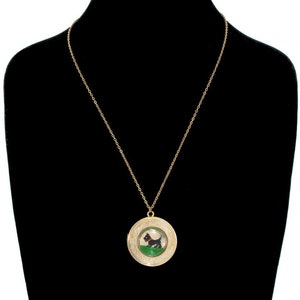 Scottish Terrier Round Photo Locket Necklace | 18 inches | Gold Tone Scottie Dog Pendant | Vintage | Gift For Dog Lovers