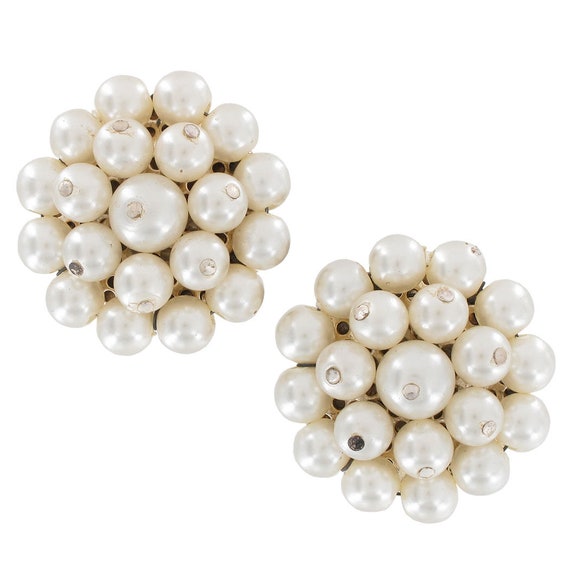 Laguna White Faux Pearl Beaded Button Earrings | … - image 2