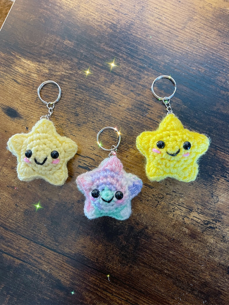 Crochet Star Keychain Star Amigurumi Etsy