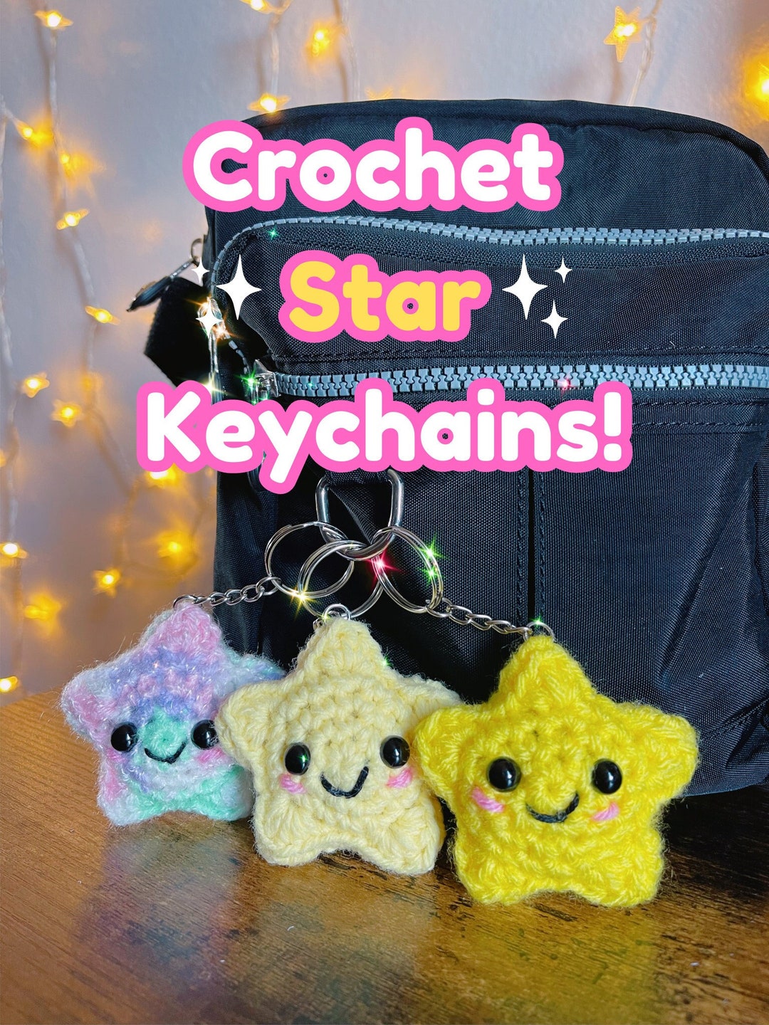 Crochet Star Keychain Star Amigurumi Etsy