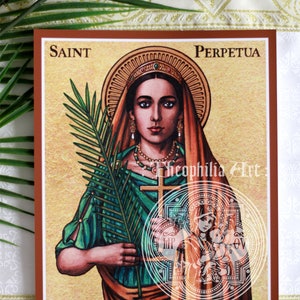 Saint Perpetua icon - Catholic Theophilia art print artwork - early Christian martyr - Roman African mother