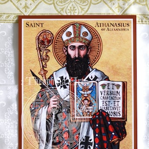 Saint Athanasius of Alexandria icon - Catholic Theophilia art print artwork - African Egyptian Church Father theologians