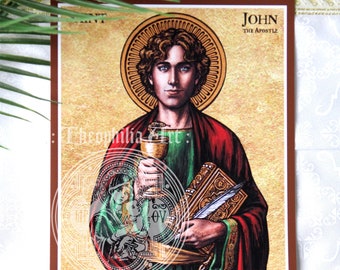 Saint John the Apostle - Theophilia Catholic artwork art print - Beloved Disciple Evangelist writer theologian