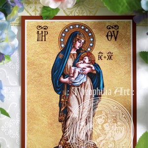 Notre Bonne Mère - Our Good Mother icon Catholic Theophilia art print - Virgin Mary and sleeping Baby Jesus