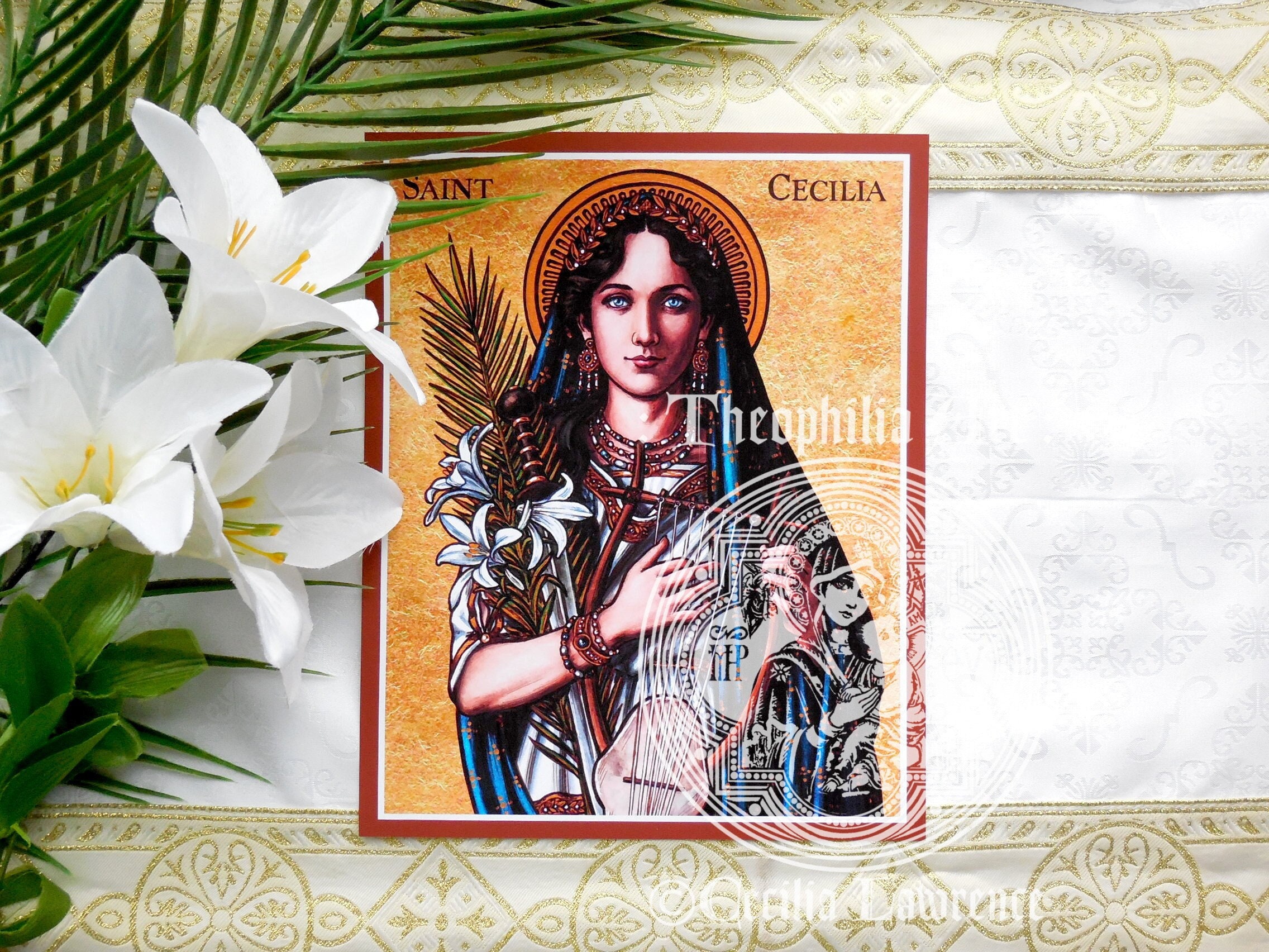 St. Cecilia Icon - Catholic Theophilia Art Artwork - Patron Saint