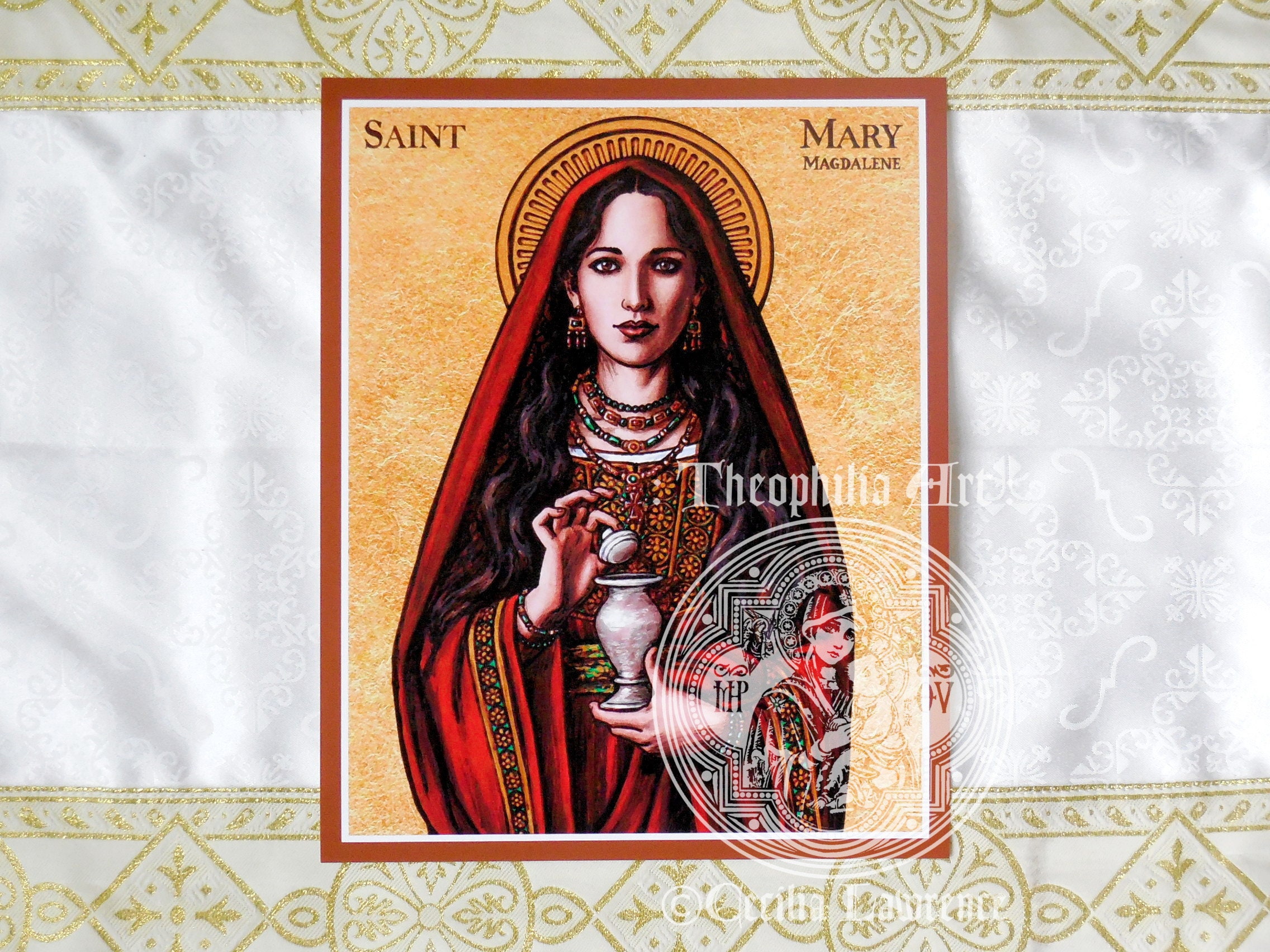 Saint Mary Magdalene icon - Theophilia Catholic artwork art print Apostle to the Apostles patron saint of converts, penitents, contemplation