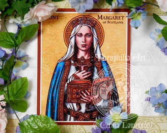 Saint Margaret of Scotland icon - Theophilia Catholic Christian artwork art print - Scottish Medieval Queen