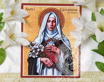 Saint Catherine of Siena Theophilia Catholic Christian icon art print Italian Italy Europe Female Doctor of the Church
