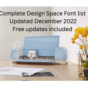 Elenco dei caratteri dello spazio di progettazione Cricut completamente aggiornato a dicembre 2022, foglietti illustrativi dello spazio di progettazione, elenco dei caratteri stampabili, download digitale