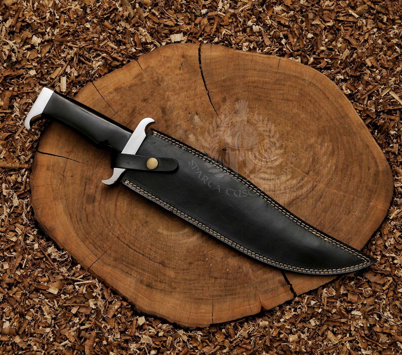 Handcrafted Rambo Bowie Knife Stainless Steel Black Bull Horn Bowie