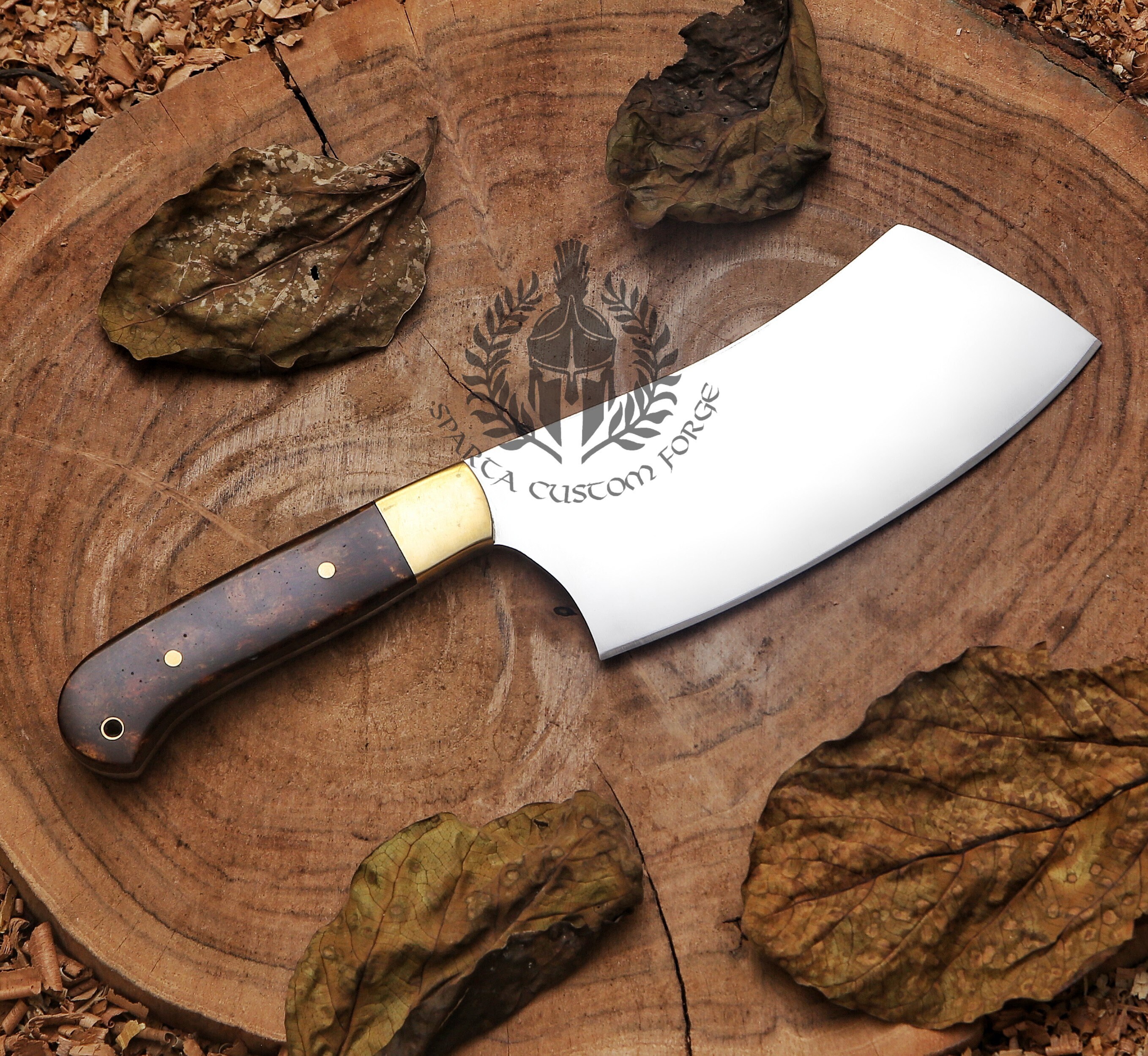 Custom Meat Cleaver Knife Handmade Butcher Chef Knife Hand Forged Kitchen Knife Gift for Her ...