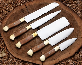 juego de cuchillos de chef / Juego de cuchillos de cocina forjados personalizados / juego de cuchillos hecho a mano / regalo para ella / regalos de Pascua