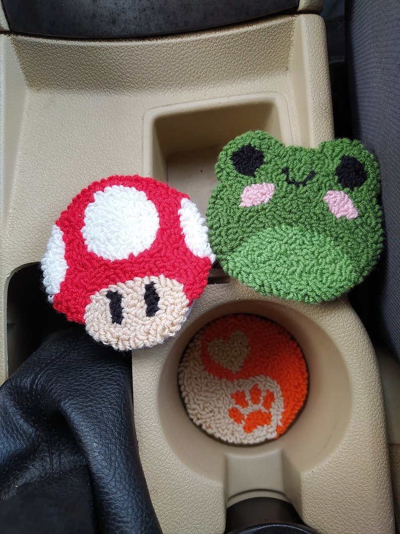 Set of 2 Car Coaster, Pink Car Accessories, Kirby Car Accessories, New