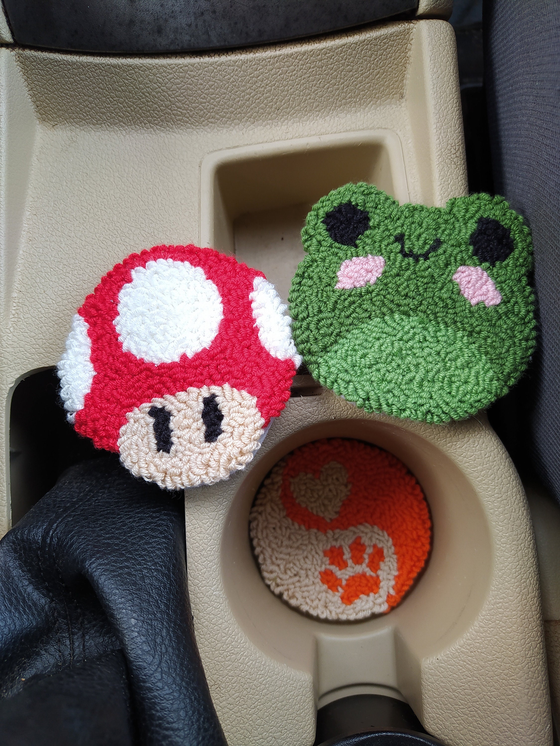 Set of 2 Car Coaster, Pink Car Accessories, Kirby Car Accessories, New Car Gift, Car Accessories