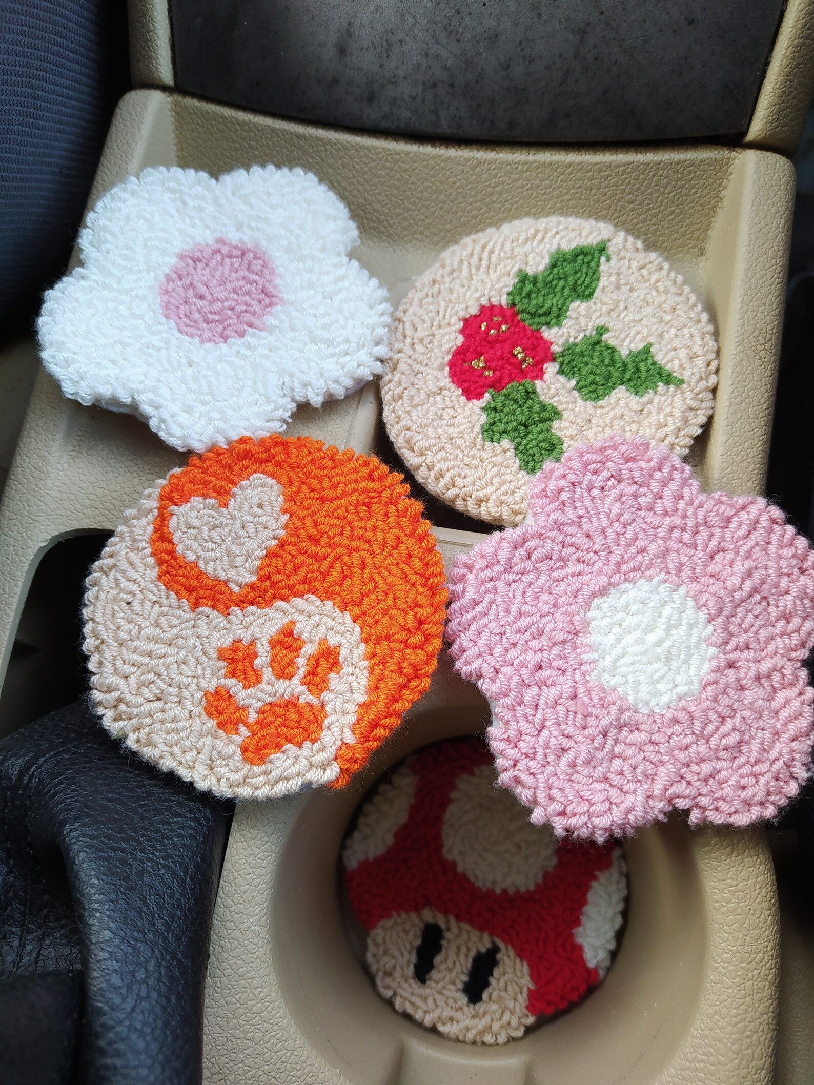 Set of 2 Car Coaster, Pink Car Accessories, Kirby Car Accessories, New Car Gift, Car Accessories