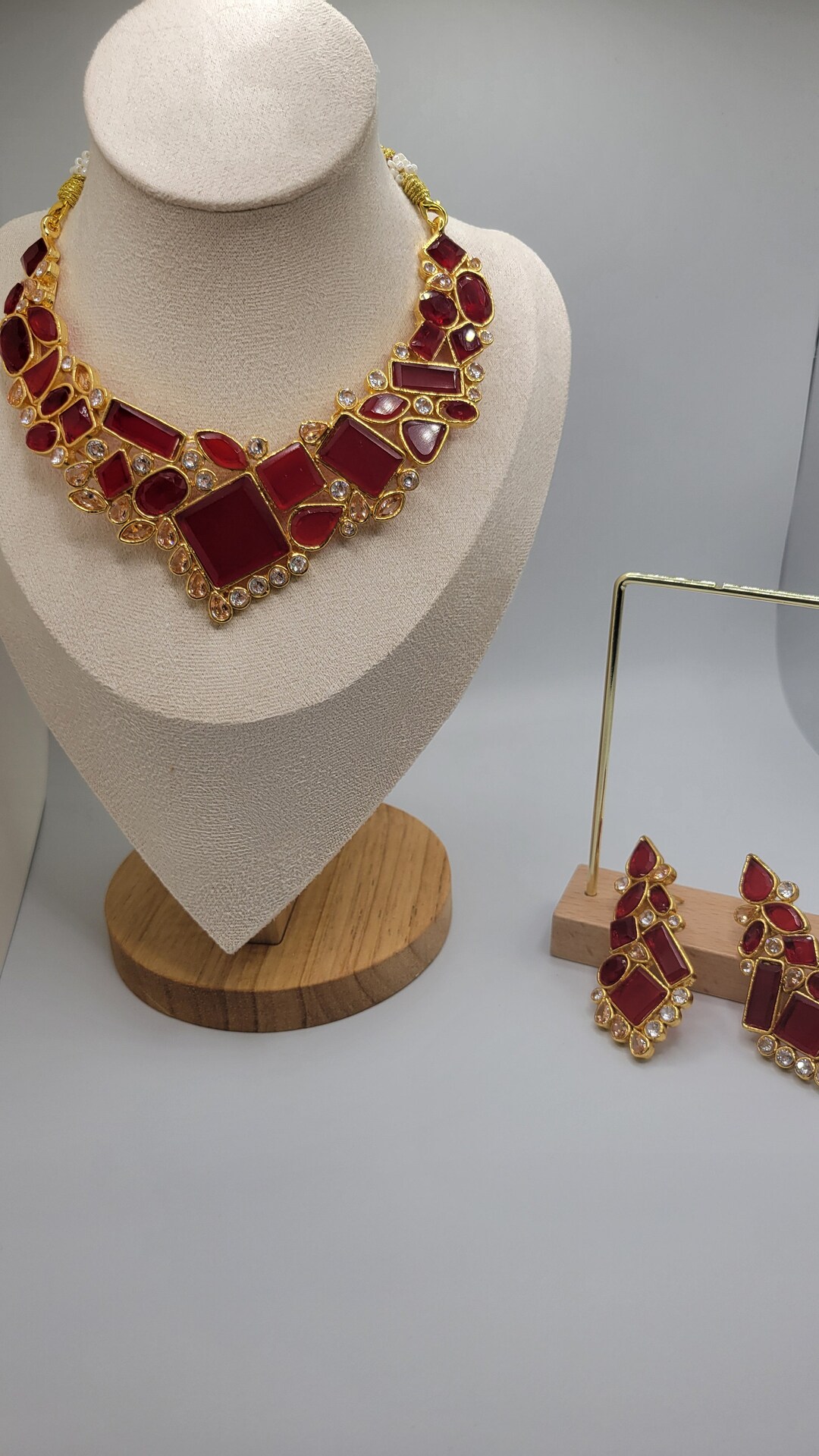 Red Stone Drops Jewellery