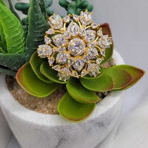 Cubic zirconia statement ring/24k gold plated ring